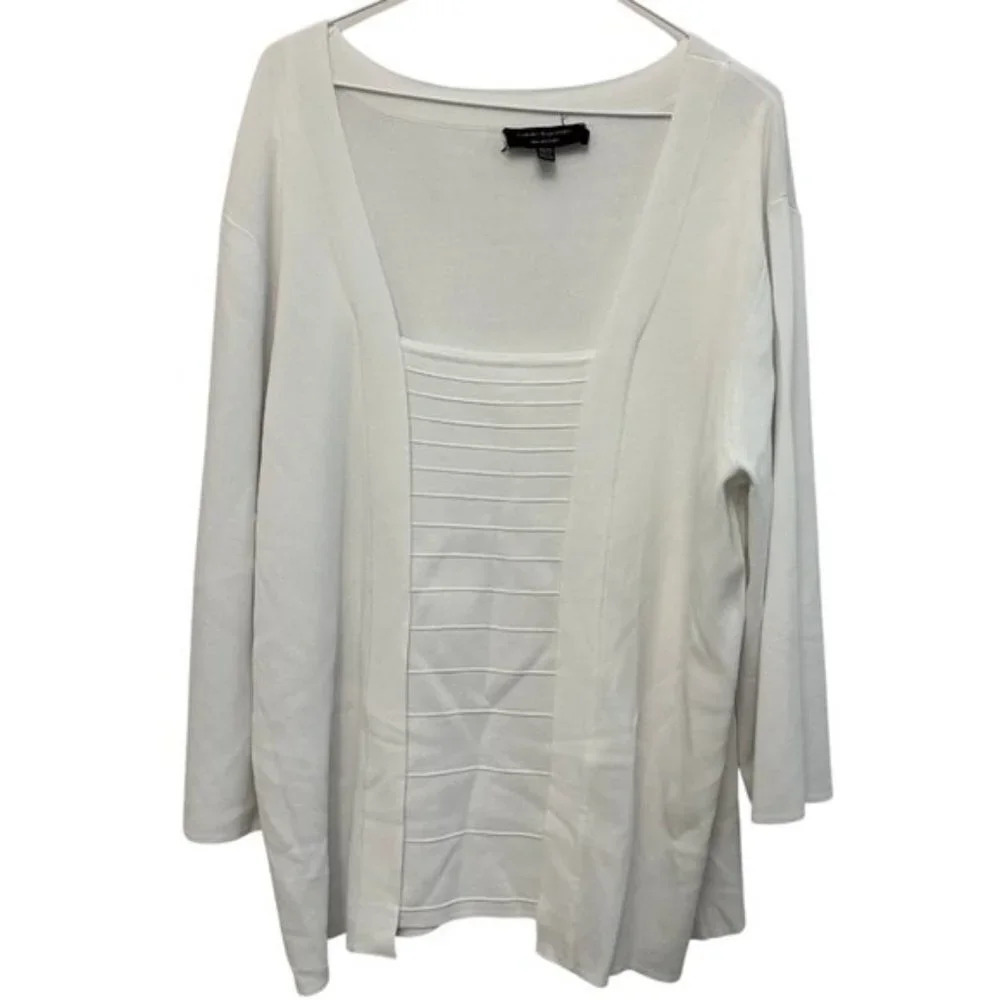 Cable & Gauge White 3/4 Sleeve Semi Stretch Shirt Women's 2X